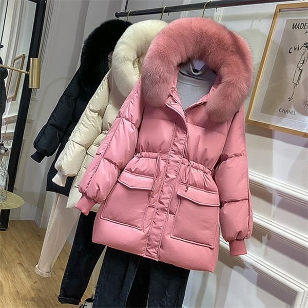 

deat 2020 winter new arrivals faux fur hooded long white duck down coat women jacket mk483 c1204, Black