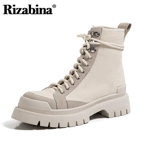 

boots rizabina women ankle cross strap fashion platform thick heel shoes woman warm winter short boot lady footwear size 34-40, Black