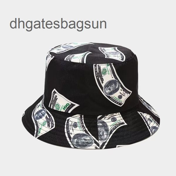 

brand cap and carves creative dollar print pattern female sunshade hat street personality hip hop basin tide male flat fisherman, Blue;gray