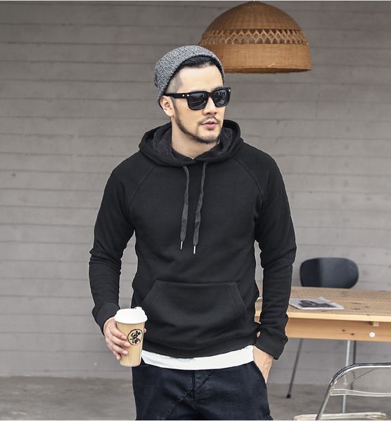 

2021 the new heavy cotton winter brands of the men solid fashion jacket high hoodies sudaderas hombre hip hop f0006 t2y9, Black