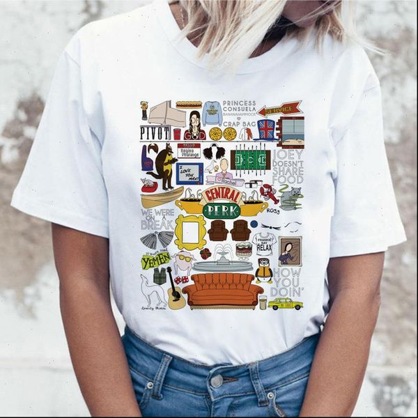 

women cartoon friends tee shirt movie womens graphic tee shirt ladies tshirt short sleeve female t shirt, White
