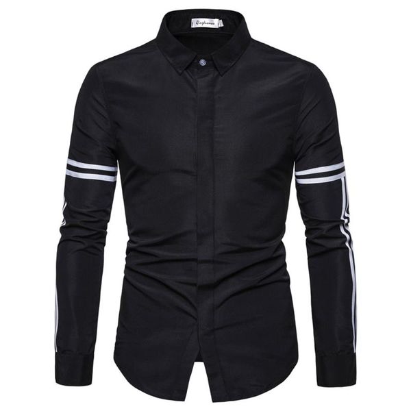 

shirt men streetwear chemise homme summer men shirt splicing button long sleeve fashion long sleeve blouse y605, White;black