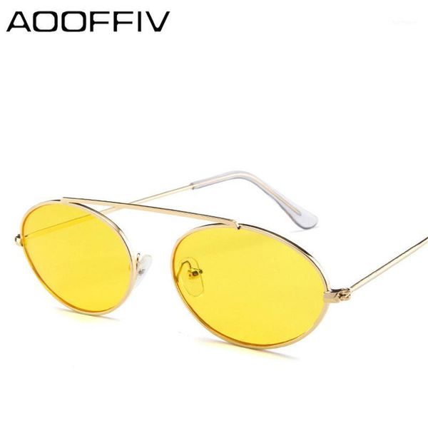 

vintage small oval sunglasses women men retro 2020 brand metal frame men sun glasses red yellow cat eye eyewear shades oculos1, White;black