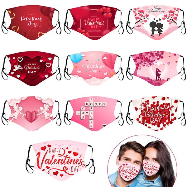 

valentine day designer face masks cotton dustproof 3d prints respirator washable rreusable insert pm2.5 filter party masks 2021