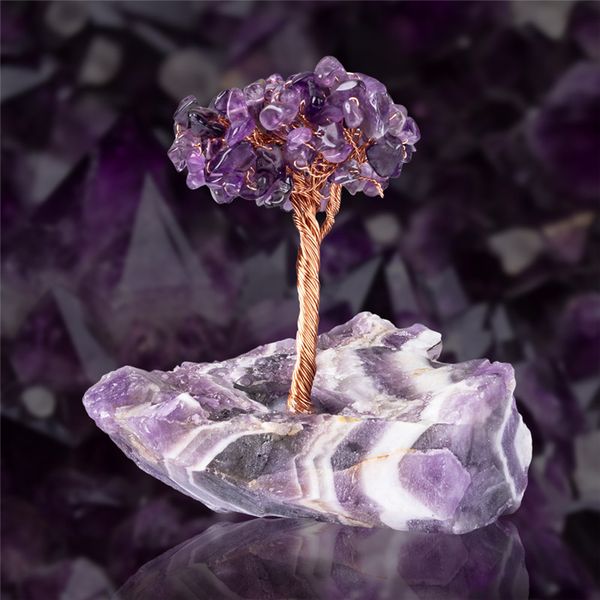 

креативное натуральное кристаллическое дерево базовое искусство и ремесел сырые руда кристалл базовая аметист цитрин розовый кварцевый дерев