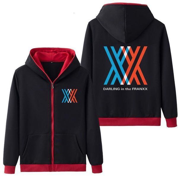 

hooded anime darling in the franxx cosplay hoodie zipper sweatshirt coat hoody sweatshirts & hoodies five colors, Black
