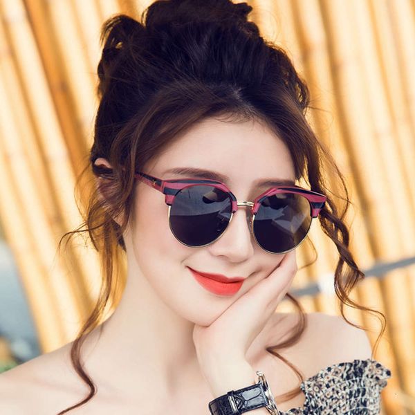 

face sunglasses women's round round polarized korean anti uv eyebrow wire frame glasses can be equipped with myopia sunglasses women, White;black
