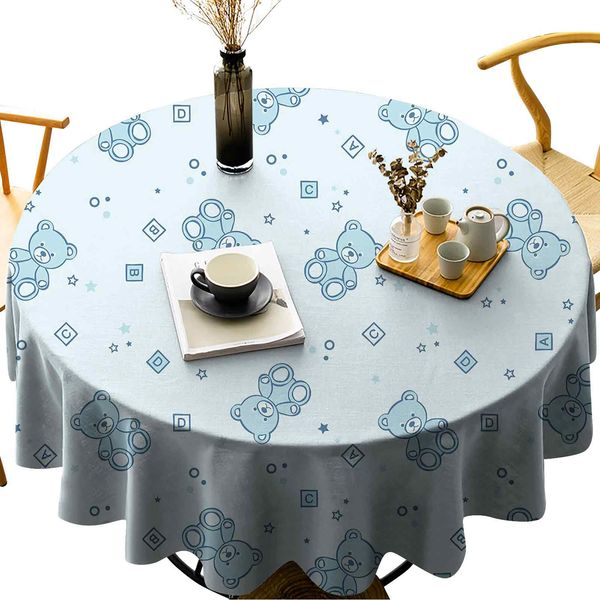 

водонепроницаемый круглый стол на стол плюшевые мишки и игрушки с буквами на детских изображениях ребенка синий фон