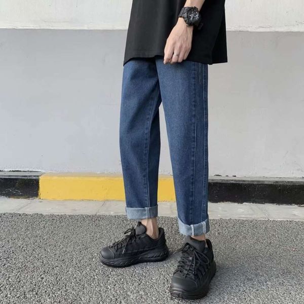 

jeans brand loose casual summer straight capris boys harlan fashion men's pants, Blue