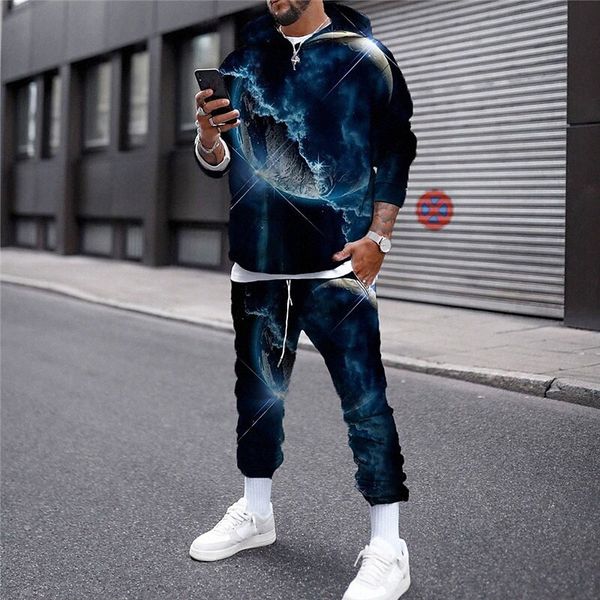 

men's 3d hoodies set graphic galaxy star print print hooded casual daily 3d print casual streetwear hoodies sweatshirts long sleeve blu, Gray