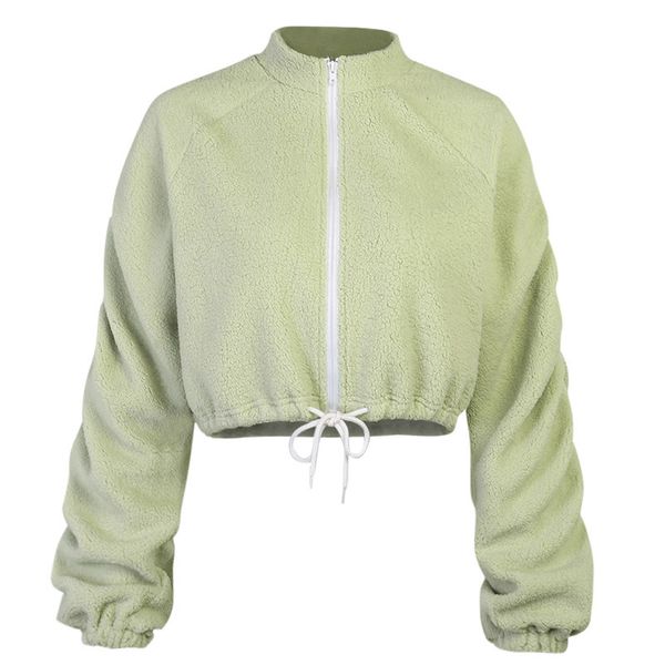 

women designers clothes 2020 fashion joining pure color zipper midriff-baring round collarlong sleeve loose type sweater women winter, Black