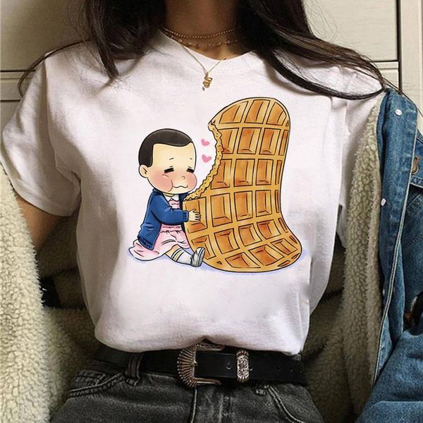 

kawaii t shirt summer women t shirt stranger things t-shirt casual short sleeve tee female cartoon t-shirt cute tee shirts, White