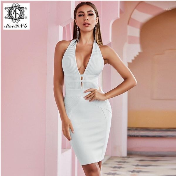 

2020 women eveningdeep v-neck halter dress short backless party dress white bodycon1, Black;gray