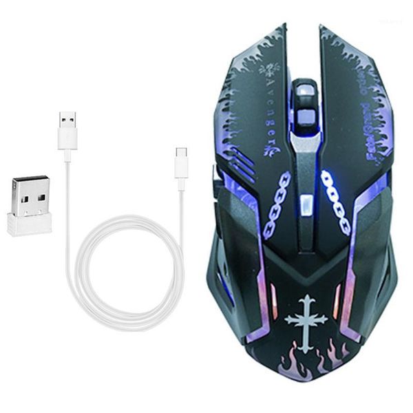 

mice 2.4g optical wireless mouse usb rechargeable 7 color led light mute buttons1
