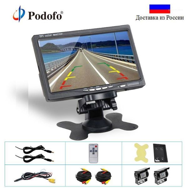 

box cameras podofo 18 led 7" lcd dual backup camera car rear view monitor kit for truck bus rv ir night vision rearview reverse camera1