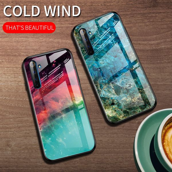 

2020 new fashion brand phone case tempered glass square mobile phone shell for oppo realme 6 7 mobile cover