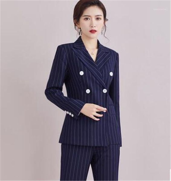 

vertical stripes suits for lady 2 pieces winter autumn office wearpantsuits jacket pants with suit ladies trousers custom made1, White
