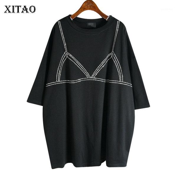 

xitao false two piece t shirt fashion new pleated pullover small fresh casual style loose goddess fan 2020 summer tee zll51711, White