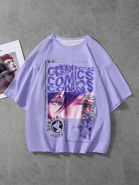 

men letter and figure graphic tee a4b6#, White;black