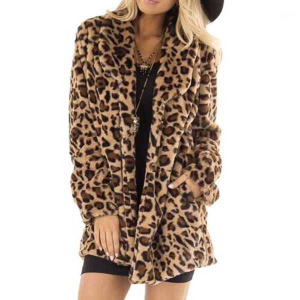 

fr@winter coat women villi jacket autumn winter ladies long sleeve leopard print fashion pocket coat 2018 new1, Black;brown
