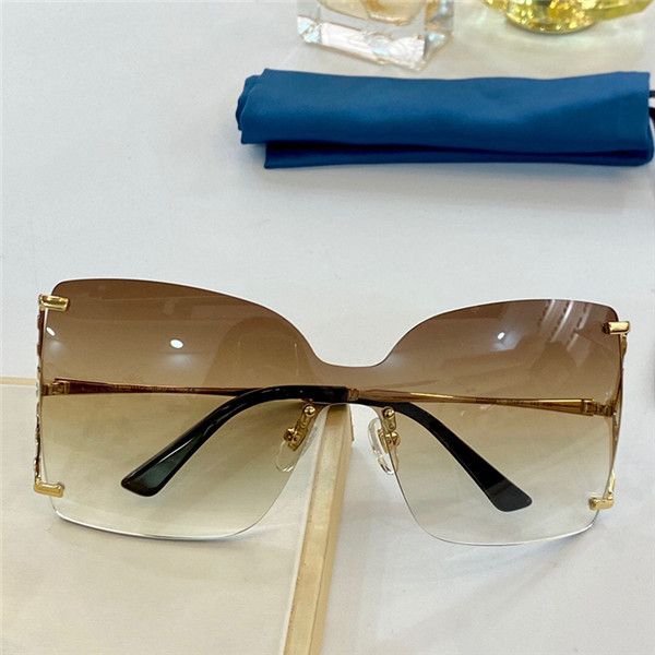 

0596 women's sunglasses fashion high-end uv protection trend goggles simple frameless summer style with box, White;black