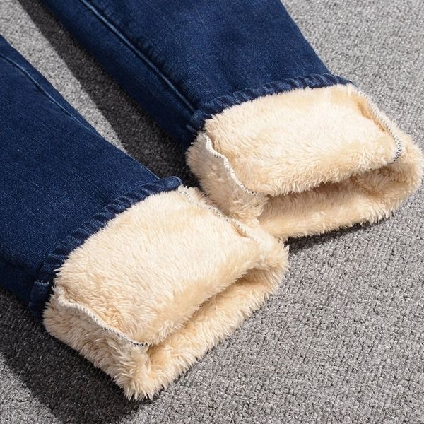 

autumn winter lambs wool high waist jeans women plus velvet thick warm plus size jeans long pencil pants blue black jeans c5814 201030