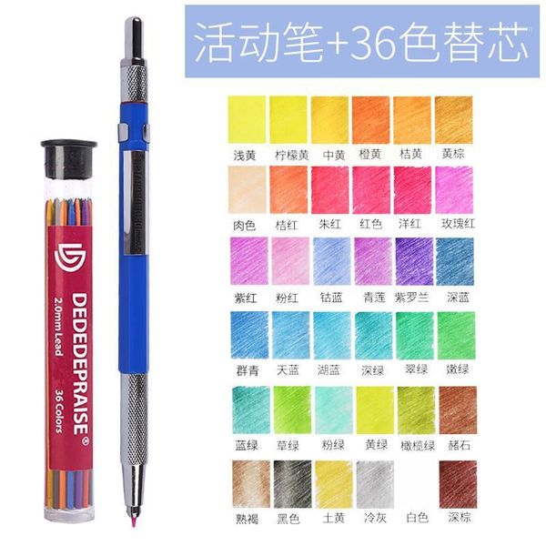

36 colors 2mm color pencil lead, 2.0mm lead refills for mechanical pencil1, Black;red