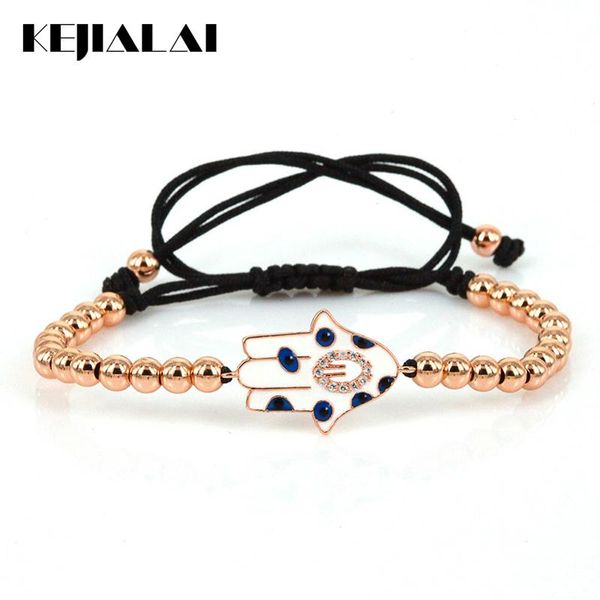 

charm bracelets 2021 style hamsa hand bracelet blue evil eye beads braiding macrame adjustable for women girls men gift, Golden;silver