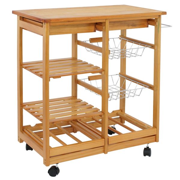 

wood kitchen storage island cart dining trolley basket stand counter table