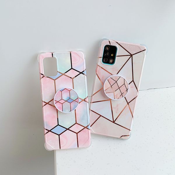 

phone shockproof holder plated cover geometric stand marble case for samsung galaxy s21 ultra s20 fe s10 plus a50 a51 a71 note 20