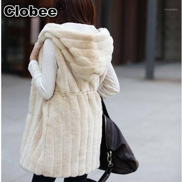 

2021 6xl lady faux fur vest winter chaqueta mujer fur coat outwear 2021 women jacket long waistcoat dx3431, Black