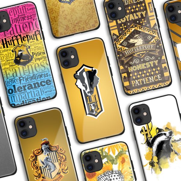 

hafflepuff symbol hogwarts закаленное стекло мягкий силиконовый чехол чехол для чехол для iphone se 6s 7 8 plus x xr xs 11 pro max
