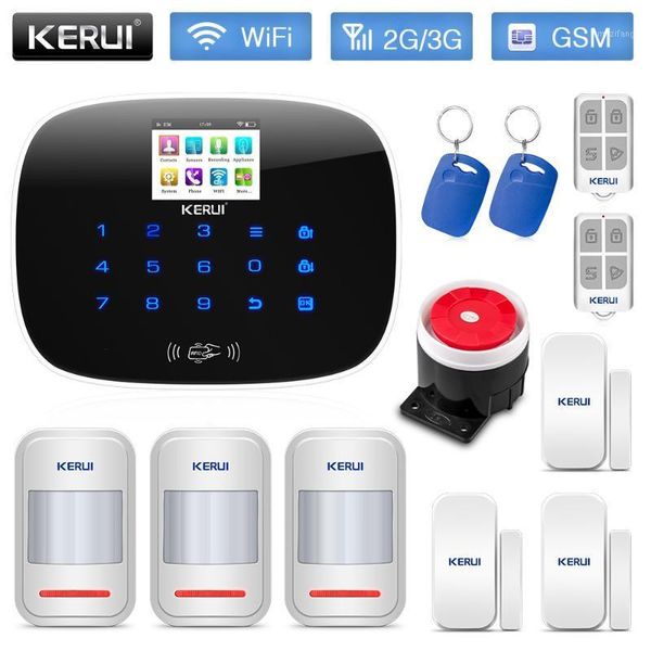 

kerui w193 wireless burglar 3g gsm 2.4g wifi pstn alarm system for home security 2.4 inch tft color screen english russian voice1