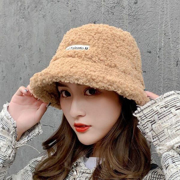 

wide brim hats winter women teddy velvet warm ear protector fisherman hat accessories vintage lamb cap lovely plush bucket, Blue;gray
