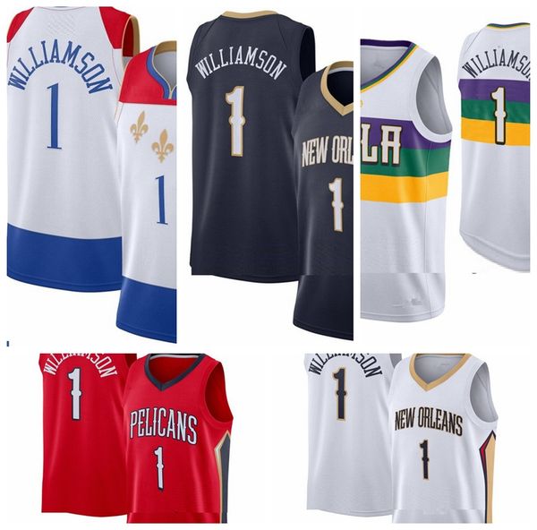 

2020/21 new men zion 1 williamson jersey new orleans pelicans basketball jerseys 02, Black;red