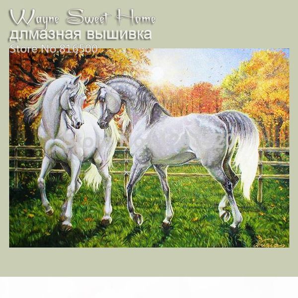 

оптовые алмазные вышивки белая лошадь полный rhinestone mosaic kit главная декоративная картина стразы шитье алмазной живописи