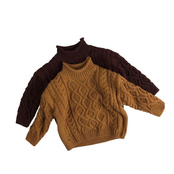

forest style kids sweaters long sleeve high collar solid knitted wear for children boys girls warm fashion pullover, Blue