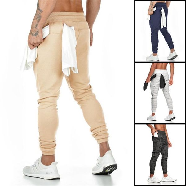 

men's pants 2021 fitness joggers sports gyms bodybuilding training cotton fashion casual jogging gray, Black