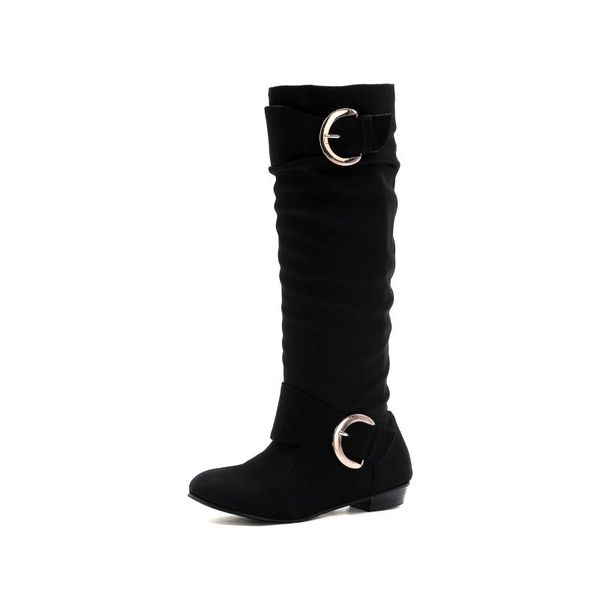 

women's boots autumn female shoes thigh high heels high boots-women round toe luxury designer ladies leather, Black