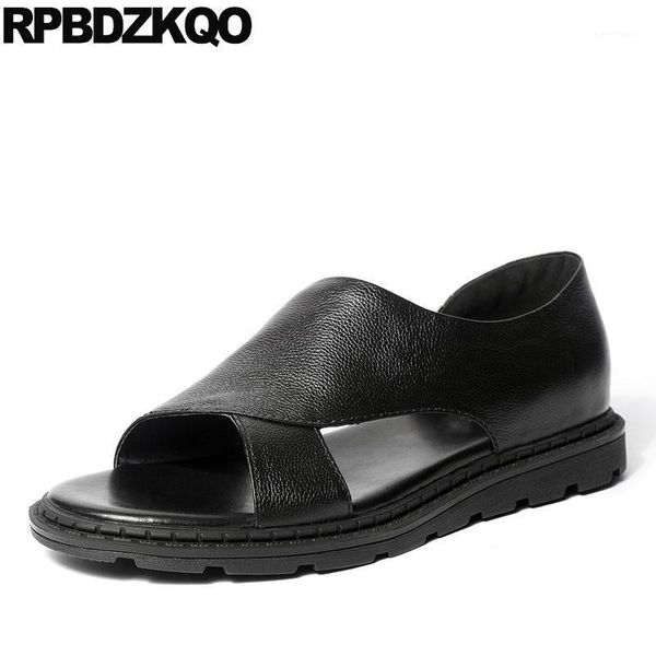 

flat sandals white native italian outdoor open toe casual shoes men summer black genuine leather1