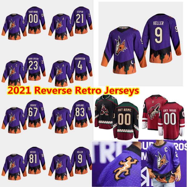 

2021 reverse retro arizona coyotes hockey jerseys alex goligoski jersey antti raanta jeremy roenick aaron ness eric comrie custom stitched, Black;red