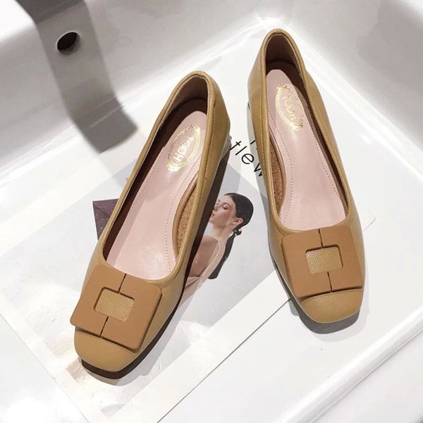 

2021 fashion shoes for women low heels elegant office ladies shoes brand women pumps party footwear square heel 3.5cm a3128 #bl38, Black