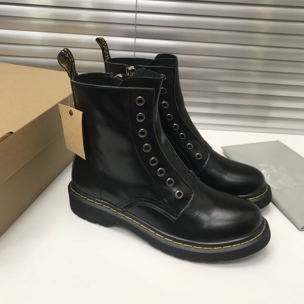 

martin boots designer real leather no lace up classical women boots, Black
