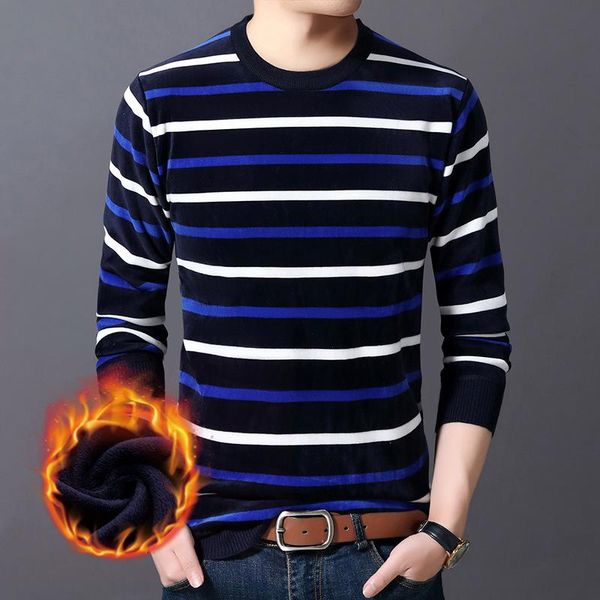 

men's sweaters men thick sweater man striped pullover winter warm knitted mens wear slim fit knitwear, White;black