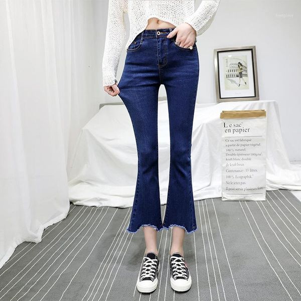 

2020 female fashion ankle-lenght pants black color womens jeans donna stretch bottoms feminino flares pant for women trousers1, Blue
