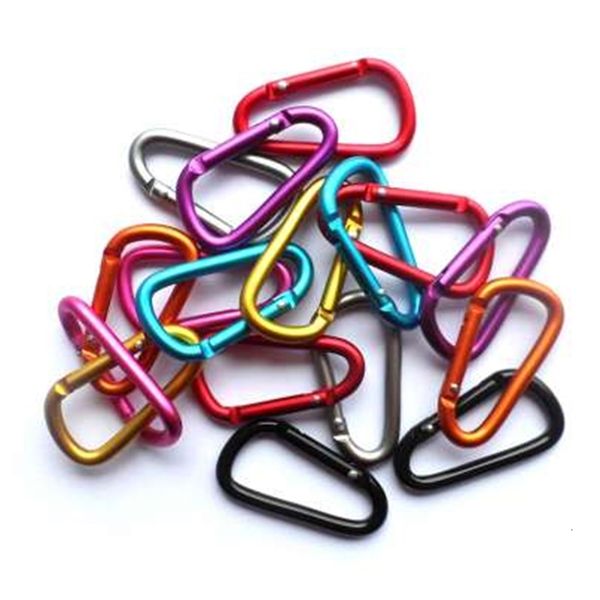 

ring color aluminum alloy key 5pc bottle random hook d shape carabiner spring snap clip hooks mountaineering buckle keyc, Silver