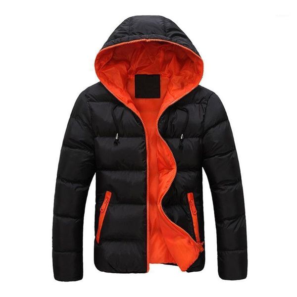 

2020 winter thick cotton warm outwear parka winter jacket men hooded collar coat mens warm down casual coats with zipper pocket1, Black