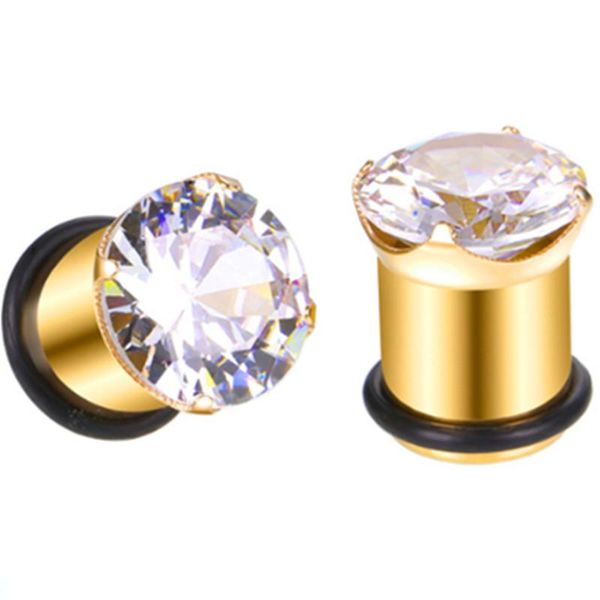

1pair statives steel crystal crystal card plugs и туннельная плоть 6-20 мм золотой туннель ушной вилки вентилятора стальная ушная вилка righ, Silver