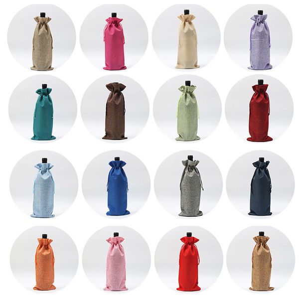 

covers {new}xmas burlap wine gift bags bottle champagne pouch packaging bag wedding party christmas decoration 15*35cm d