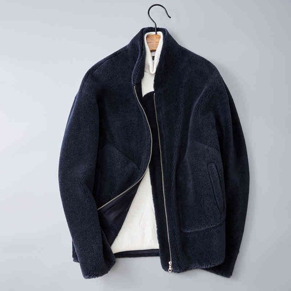 

Men's Jackets lamb wool fur integrated granular cashmere coat cotton all sheep shearing E766, Black;brown